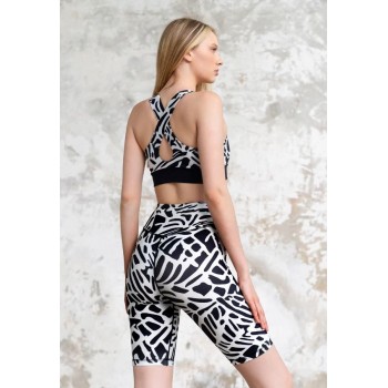 Lismina γυναικείο κολάν ψηλόμεσο biker push up 979-BLACK WHITE